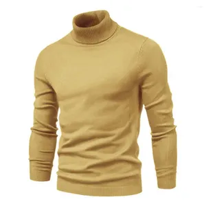 Maglioni da uomo maglione antivento collo alto lavorato a maglia caldo morbido pullover autunno inverno con elastico antirestringimento tinta unita slim fit