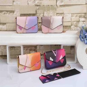 Sunrise Pastel 3-teiliges Set Pochette Totes Tasche Bunte Damen Designer Schulterhandtasche Geldbörse Unterwegs SPRING IN THE CITY COLLECTION 258V