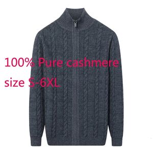 Arrival Thickened 100%Pure Cashmere Cardigan Men Oversized Winter Turtleneck Casual Computer Knitted Sweater plus size S-6XL 240124