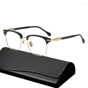 Montature per occhiali da sole Montature per occhiali quadrati per sopracciglia fatti a mano giapponesi Montatura per occhiali da vista da uomo in titanio ultraleggero Occhiali da vista per miopia alla moda