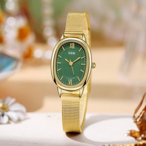 Женская легкая роскошная роскошная простые изысканные овальные пожилые люди Водонепроницаемые сетчатые часы H3 Watch H3