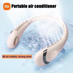 Fans Xiaomi Portable Neck Fan Electric Wireless Fan USB Mini Bladeless Mute Fans Hanging Neck Fans Outdoor Air Conditioner Electric