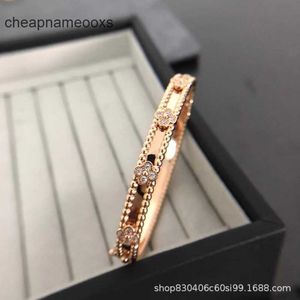 Original 1to1 Van C-A Edition Clover High Kaleidoscope Narrow Bracelet Plated with 18K Rose Gold Mosan Diamond Inlaid Versatile0N2LOKVX