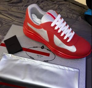 2024ss American's Cup sneakers in morbida gomma e tessuto da bici ballerine basse in pelle opaca rossa rossa America Cups Scarpe da ginnastica firmate di lusso la sua taglia di alta qualità 38-47Box