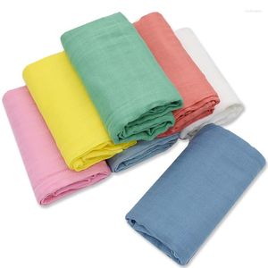 Cobertores 120x120cm bambu algodão musselina bebê swaddle cobertor cor sólida nascido fralda acessórios envoltório cama toalha de banho