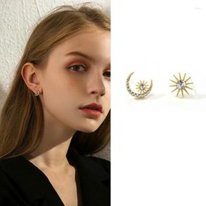 Stud Earrings Exquisite Asymmetrical Crystal Fashion Moon Earring Simple Star Jewelry For Women Gifts