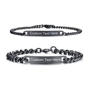 Bracelets Stainless Steel Couple Bracelet Set Custom Name Date Bracelet Husband Personalized Jewelry Gifts for Boyfriend Bracelets for Men