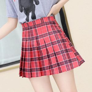 Saias mini saia mulheres estilo preppy xadrez cintura alta chique estudante plissado harajuku uniformes meninas adolescentes dança senhora