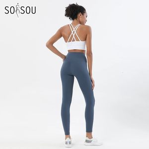 SOISOU Nylon Yoga Set Women's Tracksuit Gym Fitness Set Woman 2 Pieces Leggings Sports Bra Breathable Sportwear Woman Clothes 240119