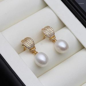 Hoop Earrings Natural Freshwater Pearl Drop Real Elegant Gold Plated White Fine Jewelry Birthday Gifts