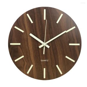 Zegary ścienne 4CVSS kwarc cichy korytarz sypialnia glow w ciemnym salonie bez tyłka bateria działająca Lumowinous Clock Decor Decor Desche Wooden