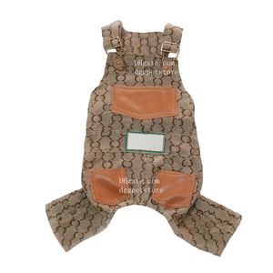 Designer -Hund -Kleidung Luxus Hundestangen Kleidung mit klassischem Buchstaben, Welpenjacke Schlinge Jumpsuit Kostüme Haustier Overalls Hundehosen Outfits für kleine Hund Khaki xxl A940