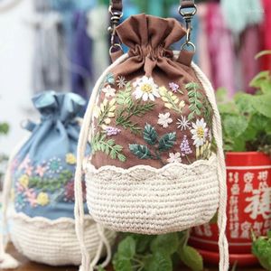 Borse per la spesa Ricamo fai-da-te Borsa per albero di fiori Borsa da donna Ricamo Cucito Punto croce Portamonete in stile cinese Vintage