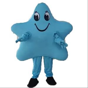 2024 Shiny Blue Star Head Mascot Costume Cartoon Personagem Carnaval Unissex Halloween Carnival Adultos Festa de aniversário