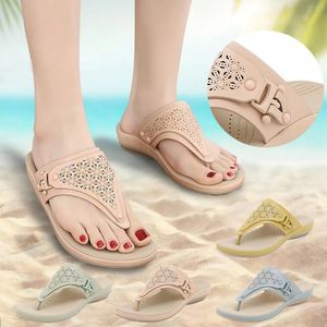 Sandalen für Damen, Sommer, einfarbig, zum Hineinschlüpfen, lässig, mit offenem Zehenbereich, Keilabsatz, bequemer Strand für flache Keilabsätze