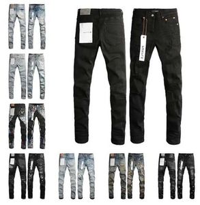 Pantaloni da uomo elasticizzati slim in denim nero di marca viola solido moda di strada di lusso jeans graffiti impilati atmosferici di lusso semplici sport casual all'aria aperta da jogging