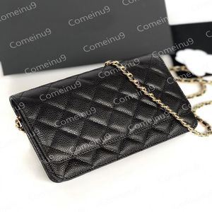 حقيبة رفرف سلسلة الكافيار الأصلية الكاملة للنساء Lambbskin Quilted Crossbody أكياس الذهب Silver HW محافظ صغيرة المصمم 252W