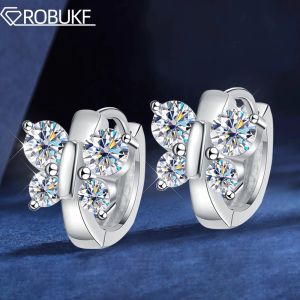 Earrings 1.6cttw Full Moissanite Hoop Earring S925 Sterling Silver Butterfly Earrings18K Plated D Color VVS Wedding Fine Jewely for Women