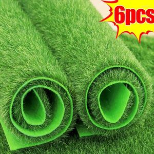 Decorative Flowers 6/1pcs Artificial Grassland Simulation Moss Fake Garden Lawn 15cm Green Grass Mat Carpet DIY Micro Landscape Home Floor