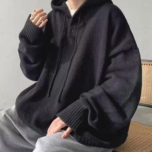 Erkek Sweaters Rahat Külot Kapşonlu Sweater Yumuşak Yüksek Elastik Dış Giyim için Sonbahar Kış Gevşek Uyum