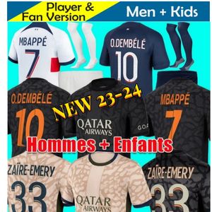 3XL 4XL 23 24 Maglie da calcio MBAPPE 2023 2024 Maglie da calcio HAKIMI O.DEMBELE BARCOLA ZAIRE-EMERY KOLO MUANI G.RAMOS Uomo Bambini Maillot Foot Enfants Set Quarto Quarto