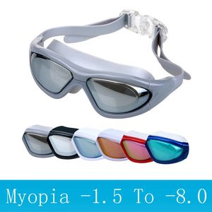 Vuxna Simning Goggles Myopia Diving Mask Antifog Sports Big Frame Recept Swim Eyewear Degree Optical Waterproof Glasses 240123