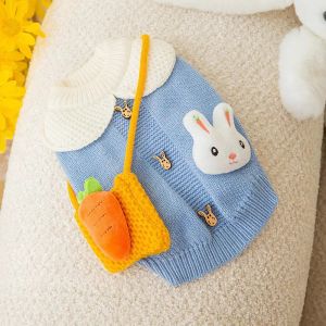 Carrier Autumn and Winter Pet Clothes Cute Knitwear Cartoon Dolls Små och medelstora hund Messenger Bag tröja Chihuahua Yorkshire