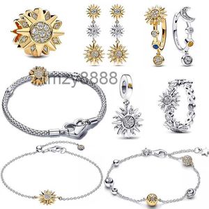 Bracciale in argento sterling 925 con ciondoli New Sunshine per le donne Gioielli firmati Sun Moon Orecchini Anello Perline Catena Fai da te Fit Pandoras Collane Regali di moda J6X2