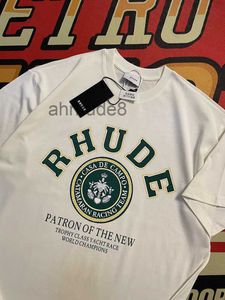 デザイナーファッション服TシャツヒップホップTシャツアメリカントレンドブランドRhude High Street Letter Green Circle Emblem PrintedTシャツメンズレディースルーズサマーfhzy