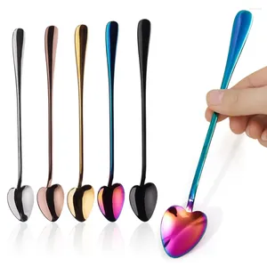 Coffee Scoops Heart-shaped Spoons Creative Stainless Steel Dessert Ice Cream Scoop Long Handle Tea Stirring Spoon Kitchen Tableware