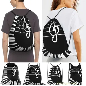 Shopping Bags Piano Keys Graphic T-Shirt Men Outdoor Travel Gym Bag Waterproof Drawstring Backpack Women Fitness Swimming