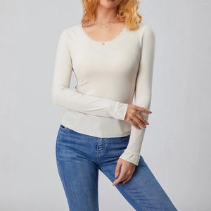 Women's T Shirts Tube Top Knitting Shirt Long Sleeve Scoop Neck Casual Vintage Style Party Street Solid Color Tops Streetwear Y2k