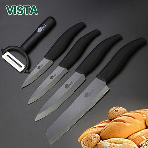 Seramik bıçak pişirme seti 3 4 5 inç inç tırtıklı ekmek Knifepeeler zirkonia siyah bıçak meyve yemek mutfak bıçakları 240118