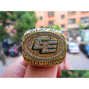 Cluster Rings 2003 Edmonton Eskimos The Grey Cup Team Championship Ring con scatola di legno Uomo Sport Fan Souvenir Regalo Goccia all'ingrosso D Dh4S5