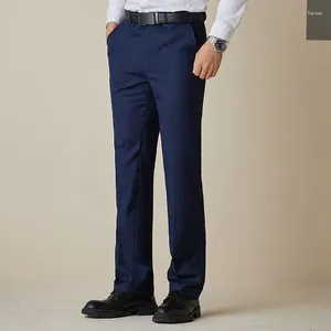 Ternos masculinos calças masculinas de algodão lavagem e usar elástico formal ajuste masculino drape plus size vestido preto reto calças de escritório de negócios a104