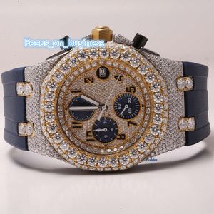 Chrono Bling Mechanical Belt Iced Out Mens Bezel Silver Tester Pass Big Face vs Custom With Box Moissanite Diamond Watch