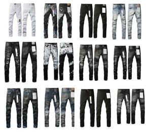 Mode neue Jeans Herren Designer lila gerissen gerade gewaschen, um alt lange schwarz gefaltet High Street Hip Hop Patchwork zu machen