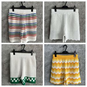 24ss Casablanca Desginer Knit Rainbow Colored Hawaiian Vacation Leisure casablanc Knitted Hollow Stripe American Style Shorts