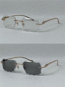 I colori delle lenti degli occhiali da sole fotocromatici cambiano alla luce del sole da cristallini a scuri con design a diamante, lenti tagliate, montatura in metallo senza montatura per esterni 563651 con scatola originale