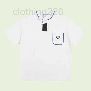 女性用Tシャツデザイナー高品質24SS新しいポケットカラーカラー半袖ラウンドネックユニセックス7PT6