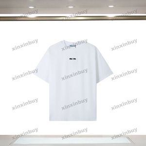 Xinxinbuy 2024 Erkekler Tasarımcı Tee T Shirt Milan Mektup Nakış Kadınlar Turuncu Siyah Beyaz Mavi Kırmızı S-3XL