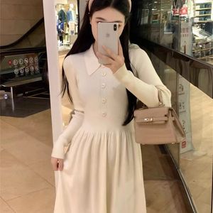 2024 Spring and Autumn New Korean Style Gentle Wind Woolen Dress Slim Knitted Dress for Women