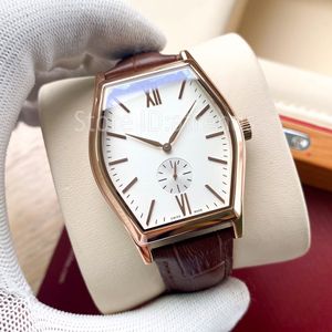 Topp mode automatiska mekaniska självlindande klocka män guld silver classic små sekunder hand design armbandsur casual läder rem klocka 548z