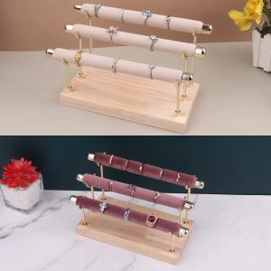 Display Removable solid wood pearl cotton simple fashion threelayer ring stand table jewelry ring storage display stand