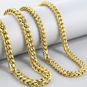 Hip-Hop Mens Necklaces Rainbow 14k Yellow Gold 8/10MM Wide Link Neck Chains for Men Birthday Jewelry Gift for Him