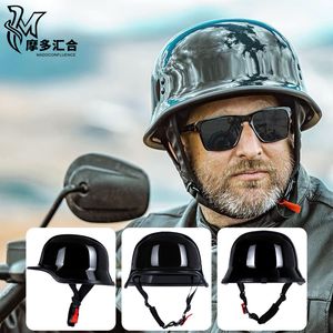 Motorrad-Retro-Helm für Männer und Frauen, Elektroauto-Halbhelm, Sommer, leichter, personalisierter Motorrad-Soldatenhelm im deutschen Stil
