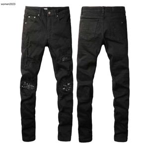 Designer Jeans Mens byxor Purple Jeans Mens Mens Making Old Jean Distressed Ripped Biker Slim Fit Motorcykel Mans Staplade byxor Logo Jeans 27 jan