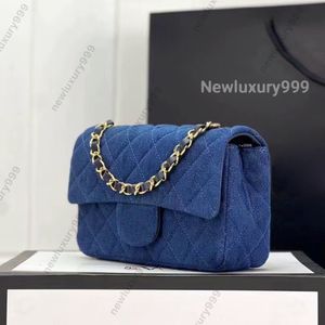 10A Luxus Designer Tasche Mode Umhängetasche Mini 20CM Denim Blau Geldbörse gesteppte Handtasche Kette Umhängetasche mit originaler Geschenkbox