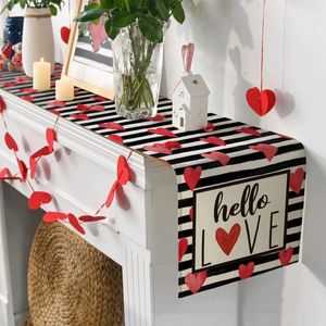 Tischdecke, Valentinstag-Flagge, Herzmuster, Urlaubsdekoration, Wärmeisolierung, Leinentischdecke