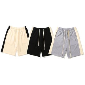 Hochwertige Designer-Shorts mit seitlicher kalifornischer Doppellinie. Reiner Baumwollstoff, einfarbig, Schwarz, Grau, Khaki, drei Farben erhältlich